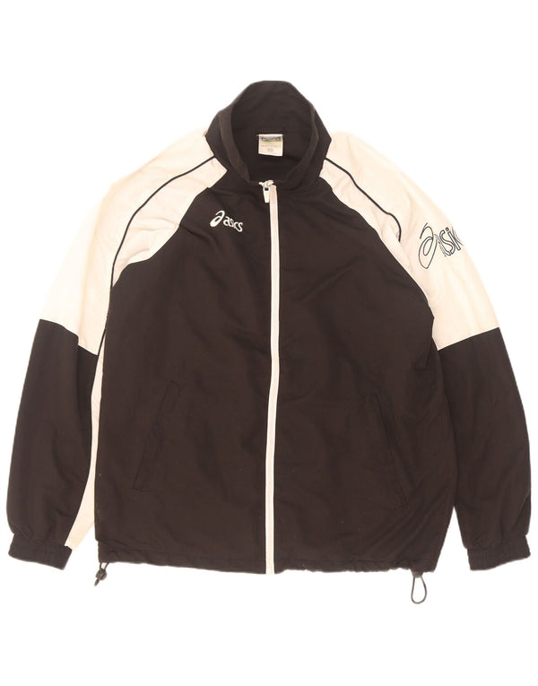 Asics Hombre Graphic Chándal Top Chaqueta Pequeña Negro Colorblock Poliéster