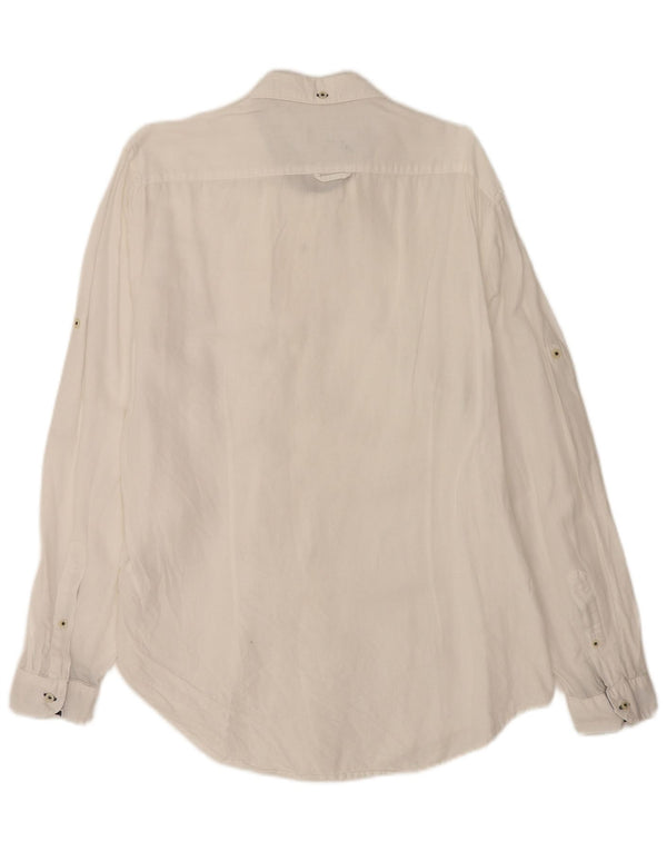 Zara Hombre Camisa Slim Fit XL Lino Blanco