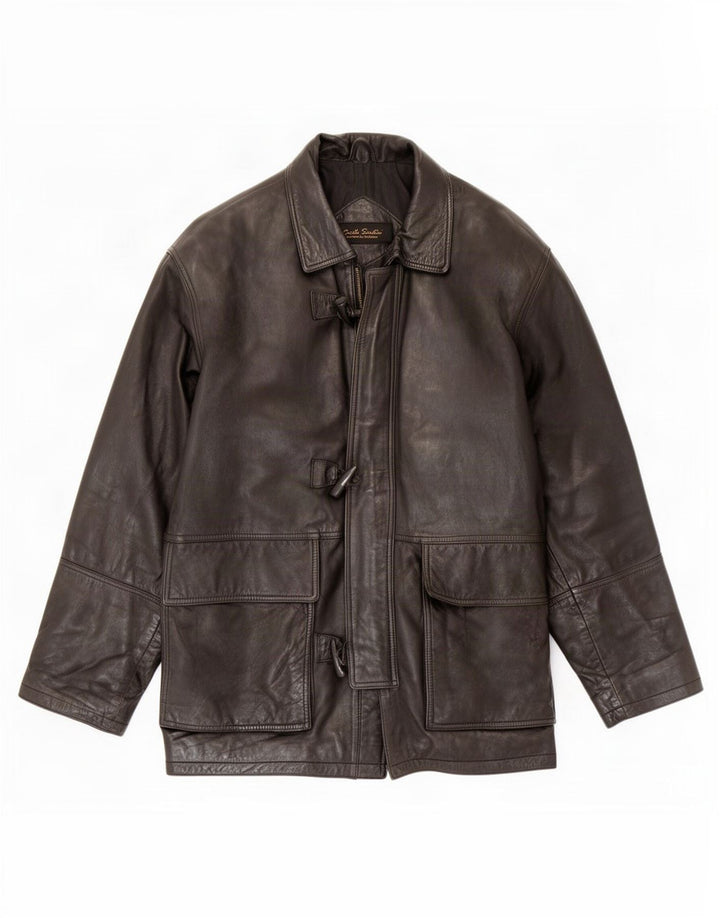 Carlo Santini Chaqueta de cuero para hombre UK 36 Small Black