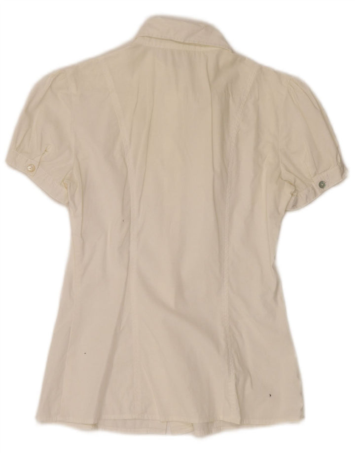 BENETTON Blusa de manga corta para mujer UK 8 Small Off White