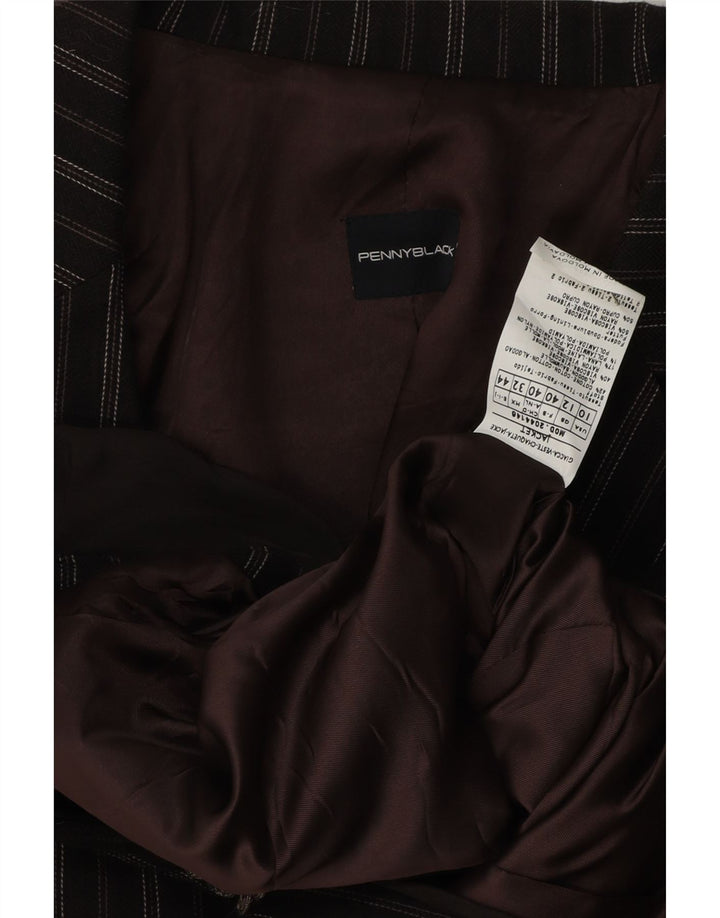 Penny Black Chaqueta tipo blazer de 3 botones para mujer UK 42 Algodón a rayas marrón medio