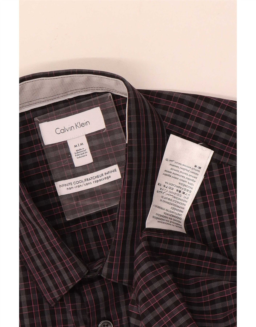 Camisa Calvin Klein Hombre Algodón A Cuadros Gris Medio