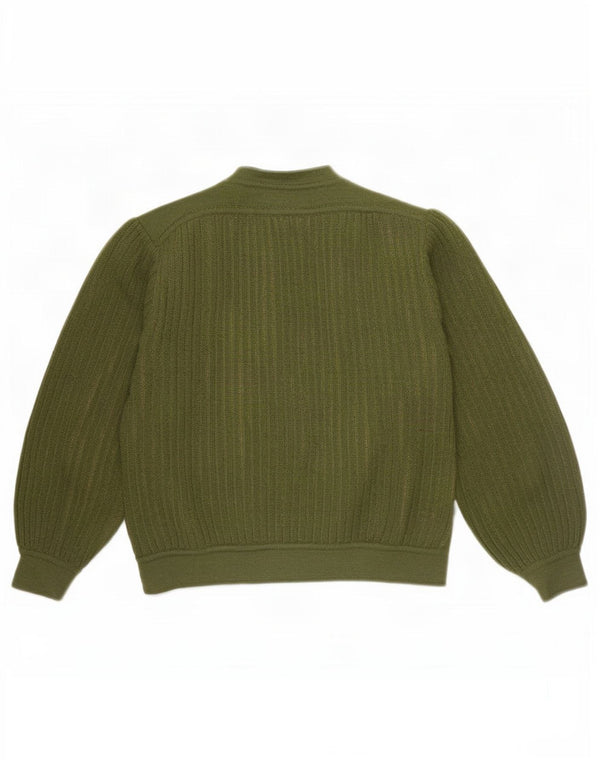 Mariedda Suéter tipo jersey con cuello y botones para mujer UK 46 Large Green Wool