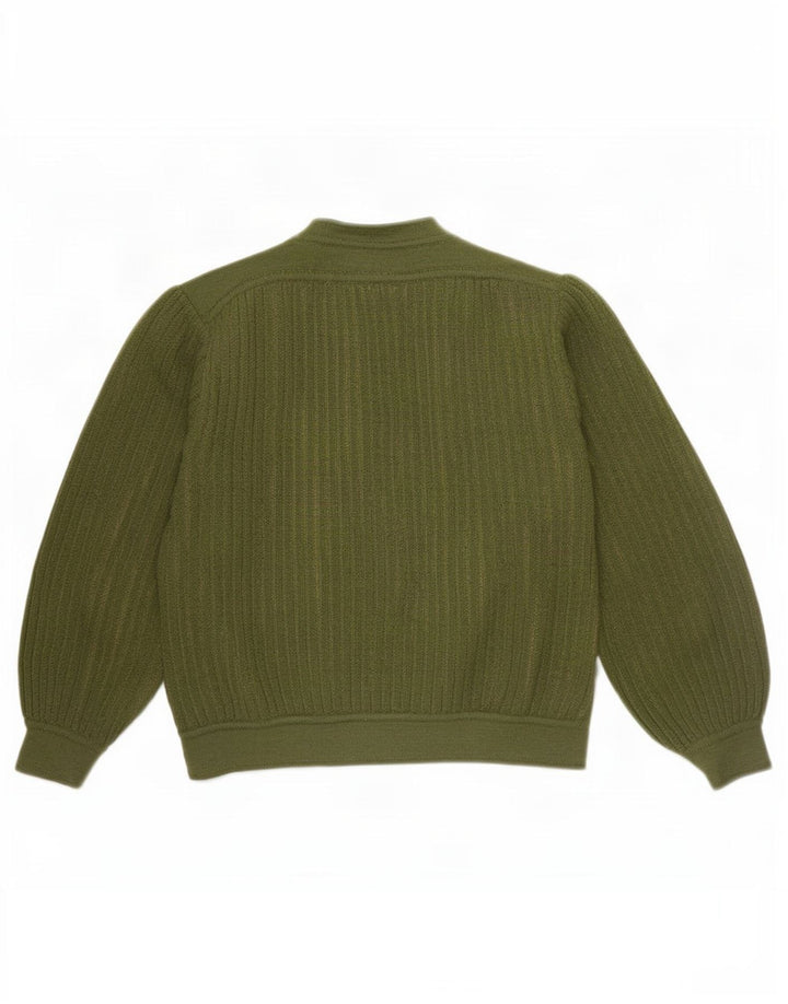 Mariedda Suéter tipo jersey con cuello y botones para mujer UK 46 Large Green Wool