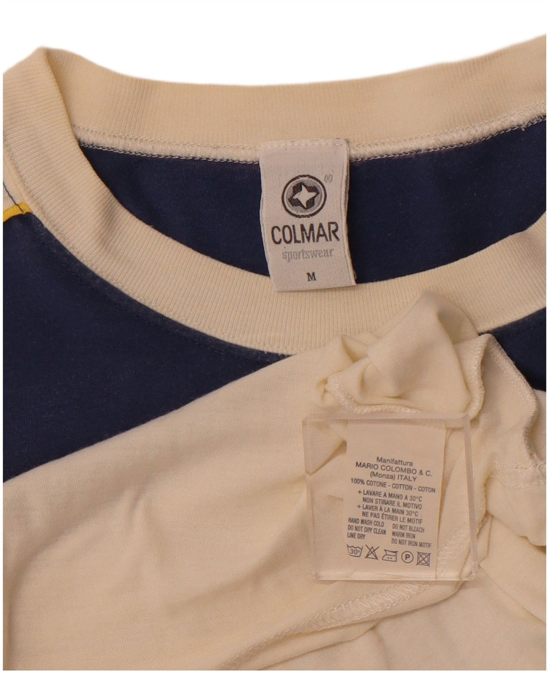 COLMAR Camiseta gráfica para hombre Top Medium White Colourblock Cotton Sports