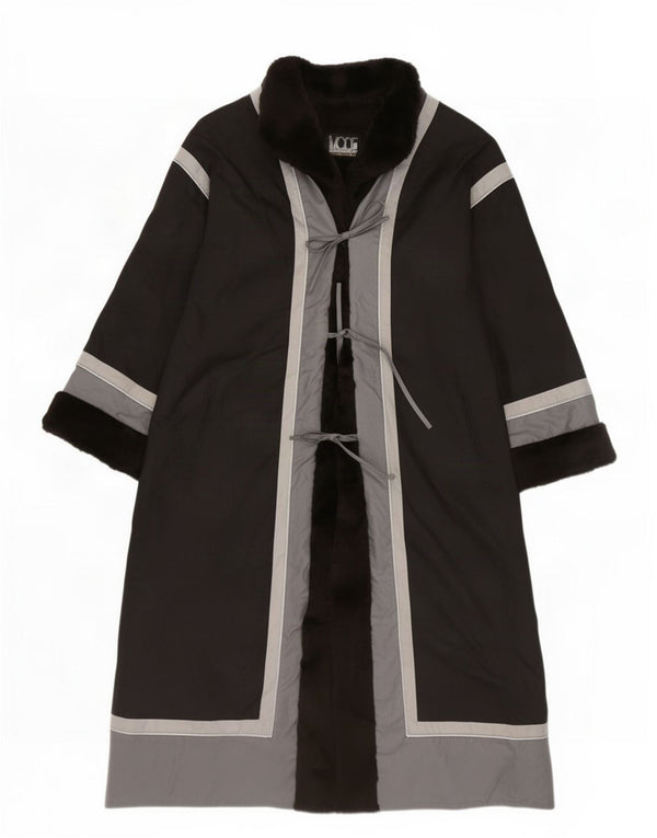 Vintage mujer oversize cortavientos abrigo EU 40 medio negro colorblock