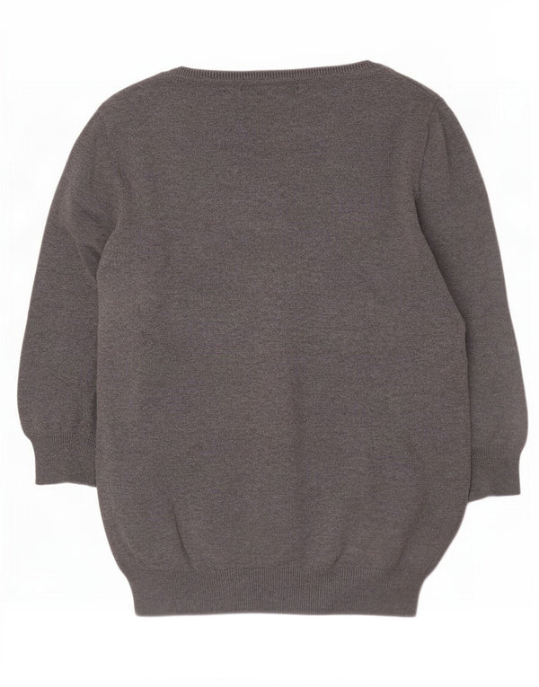 Zara Mujer Cárdigan De Manga 3/4 Suéter UK 42 Algodón Gris Medio