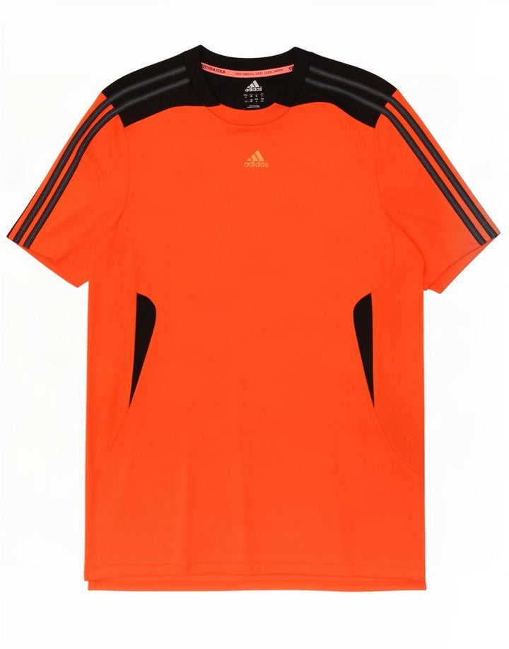 Adidas Hombre Climacool Camiseta Top Naranja Medio Colorblock Poliéster
