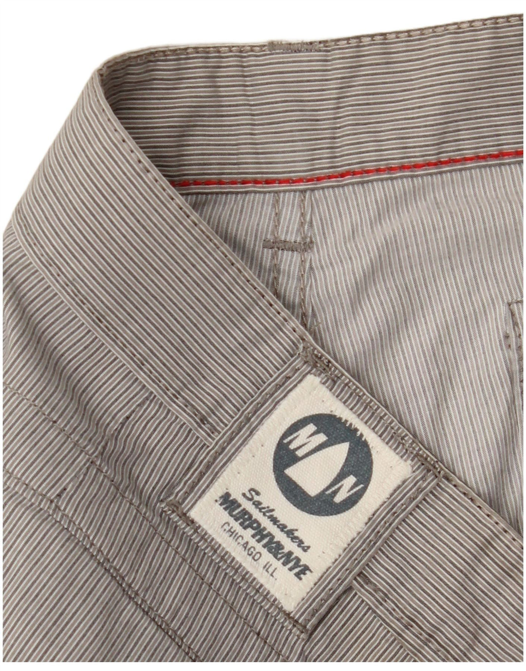 MURPHY & NYE Pantalones chinos rectos para hombre W38 L33 Gris a rayas