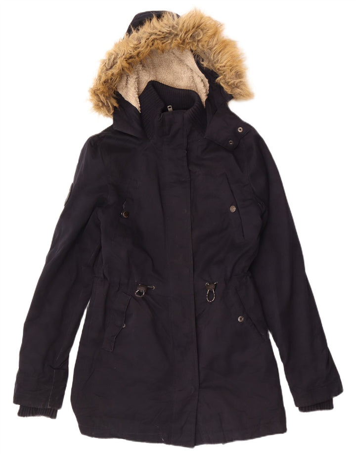 Superdry Parka con capucha para mujer UK 6 XS Poliéster azul marino