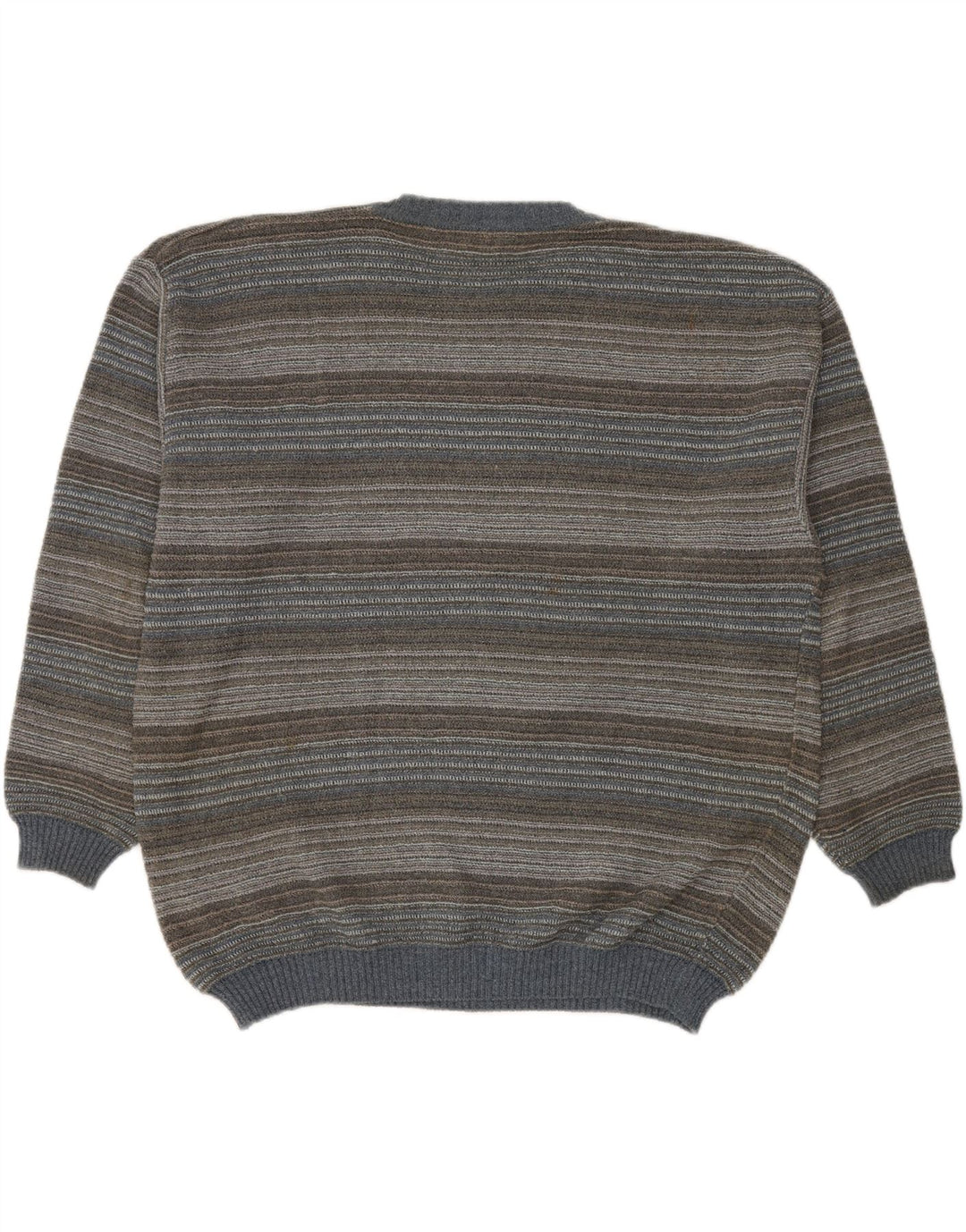RODES Jersey de cuello redondo para hombre, talla 2XL, algodón a rayas multicolor