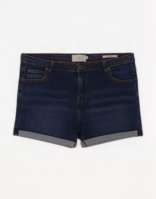Dack's Pantalones cortos de mezclilla ajustados para mujer IT 46 Large W32 Algodón azul marino