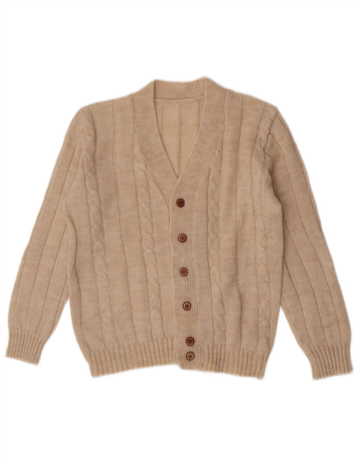 Vintage hombres Cardigan suéter medio beige