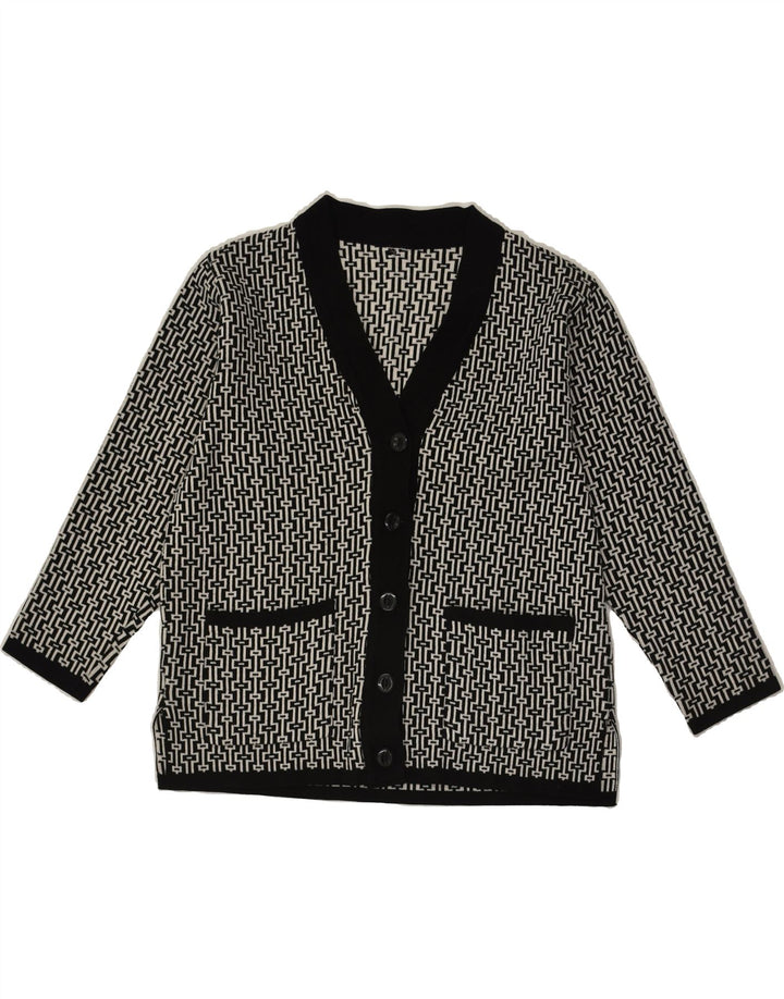 VINTAGE Womens Cardigan Sweater UK 12 Medium Grey Geometric | Vintage Vintage | Thrift | Second-Hand Vintage | Used Clothing | Messina Hembry 