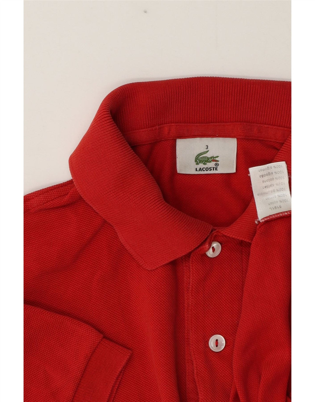 Polo Lacoste para hombre talla 3 pequeño algodón rojo