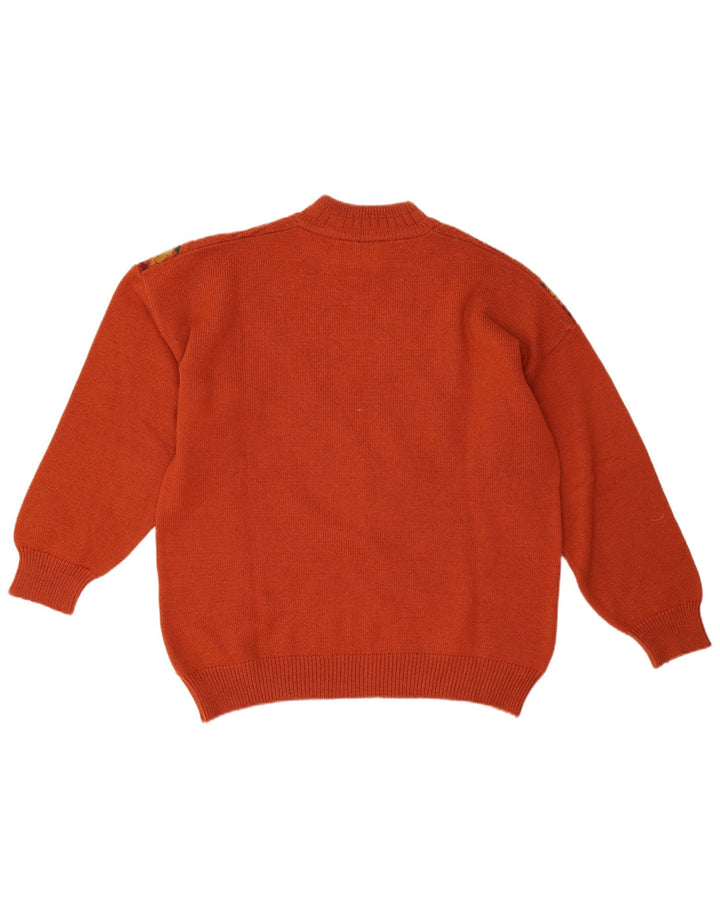 Vintage hombres tortuga cuello jumper suéter grande naranja geométrica lana