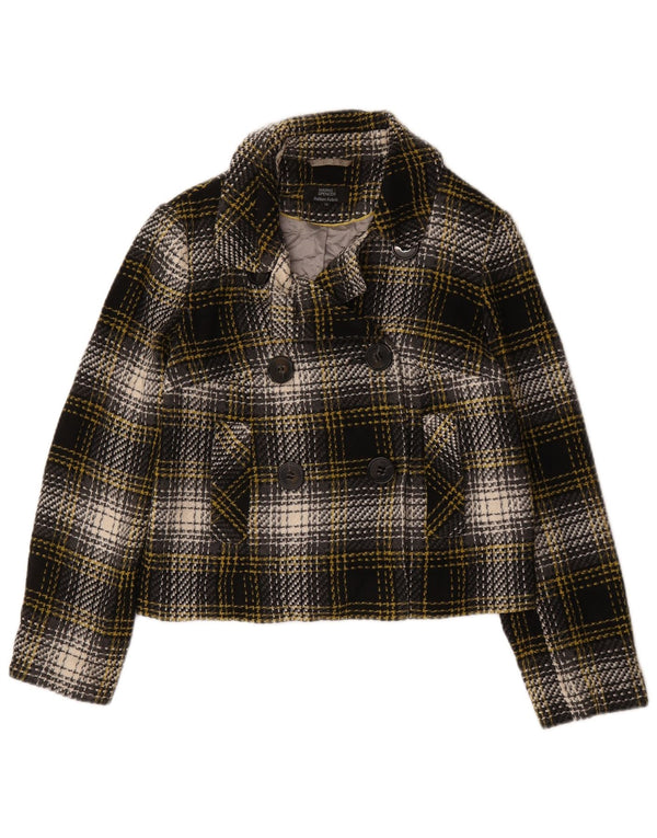 Marks & Spencer Chaquetón corto para mujer Reino Unido 44 Grande Acrílico a cuadros negros