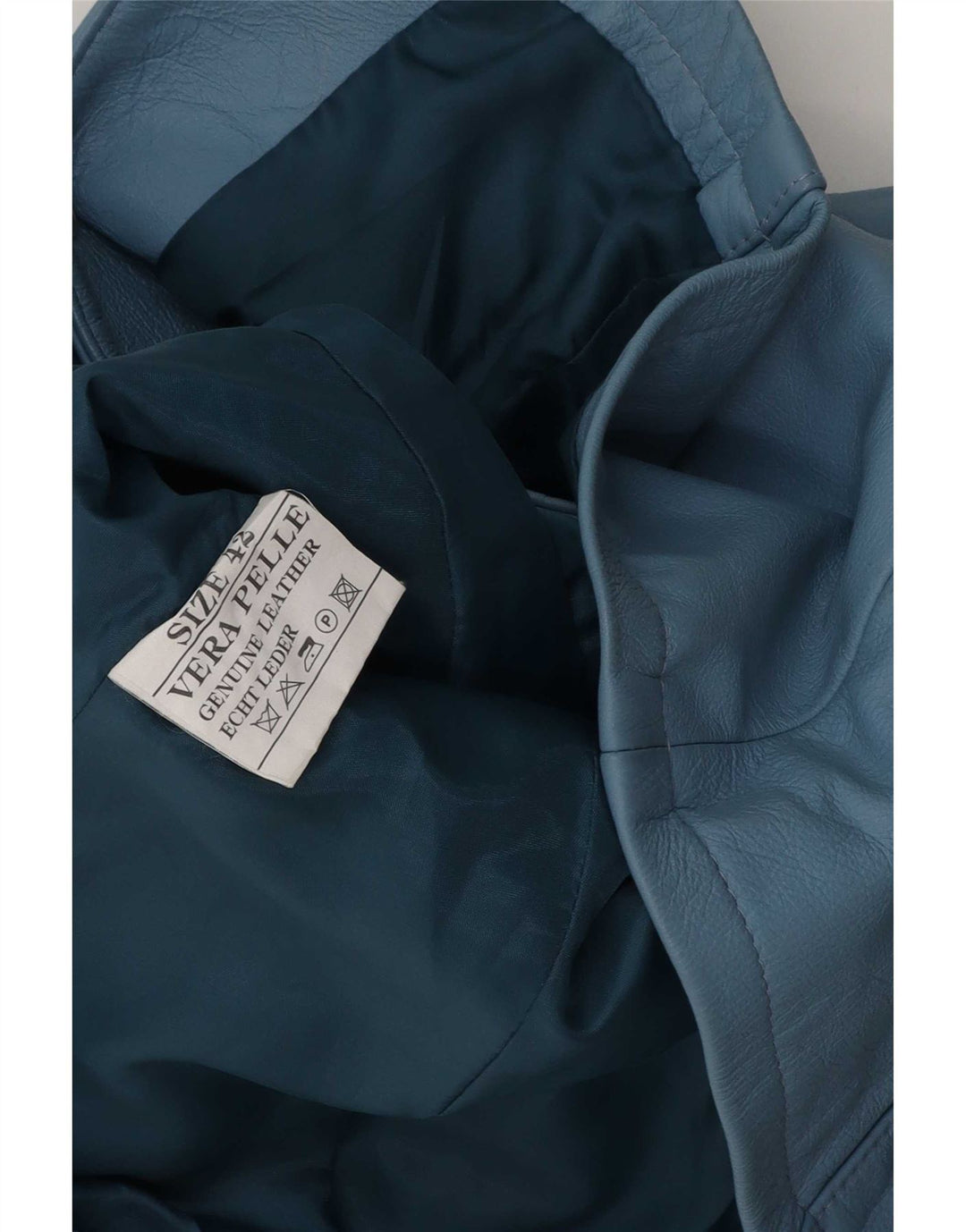 Camisa de cuero vintage para mujer IT 42 Azul medio