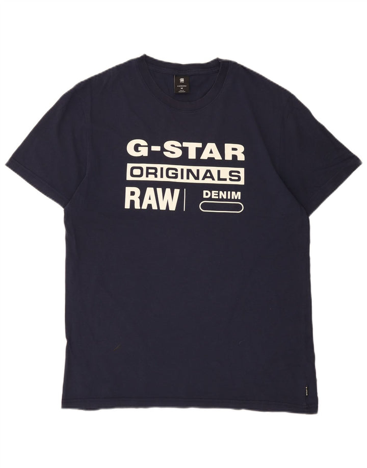 G-Star Hombre Camiseta Gráfica Top Medium Azul Marino Algodón