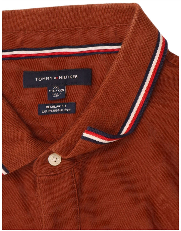 Tommy Hilfiger Polo de ajuste regular para hombre 2XL Algodón marrón