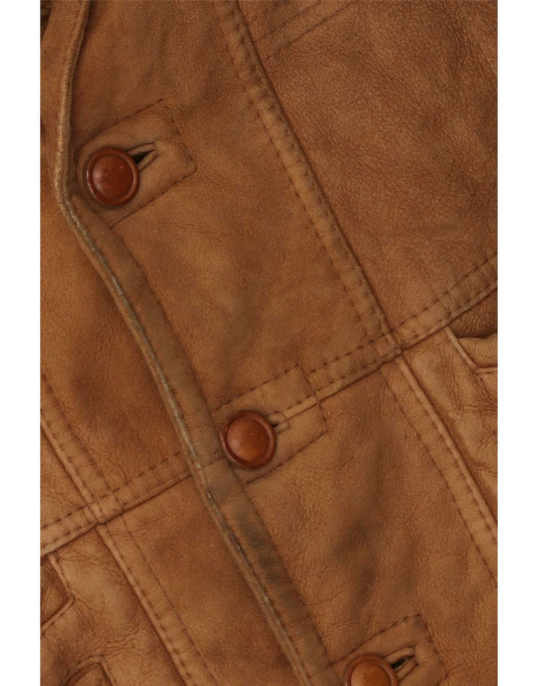 Chaqueta de piel de oveja vintage para hombre IT 50 Large Beige