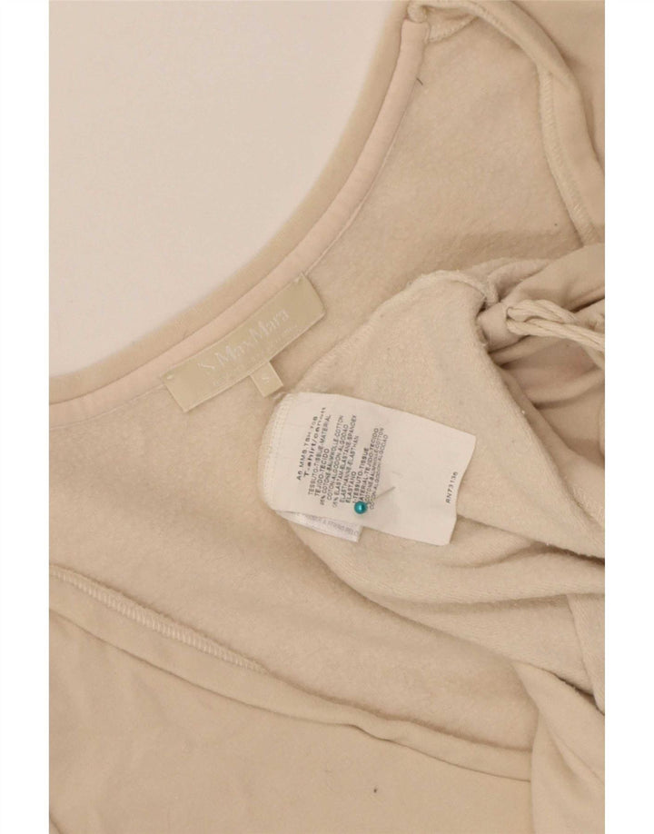 Max Mara Mujer Top Manga Larga UK 10 Small Beige Algodón