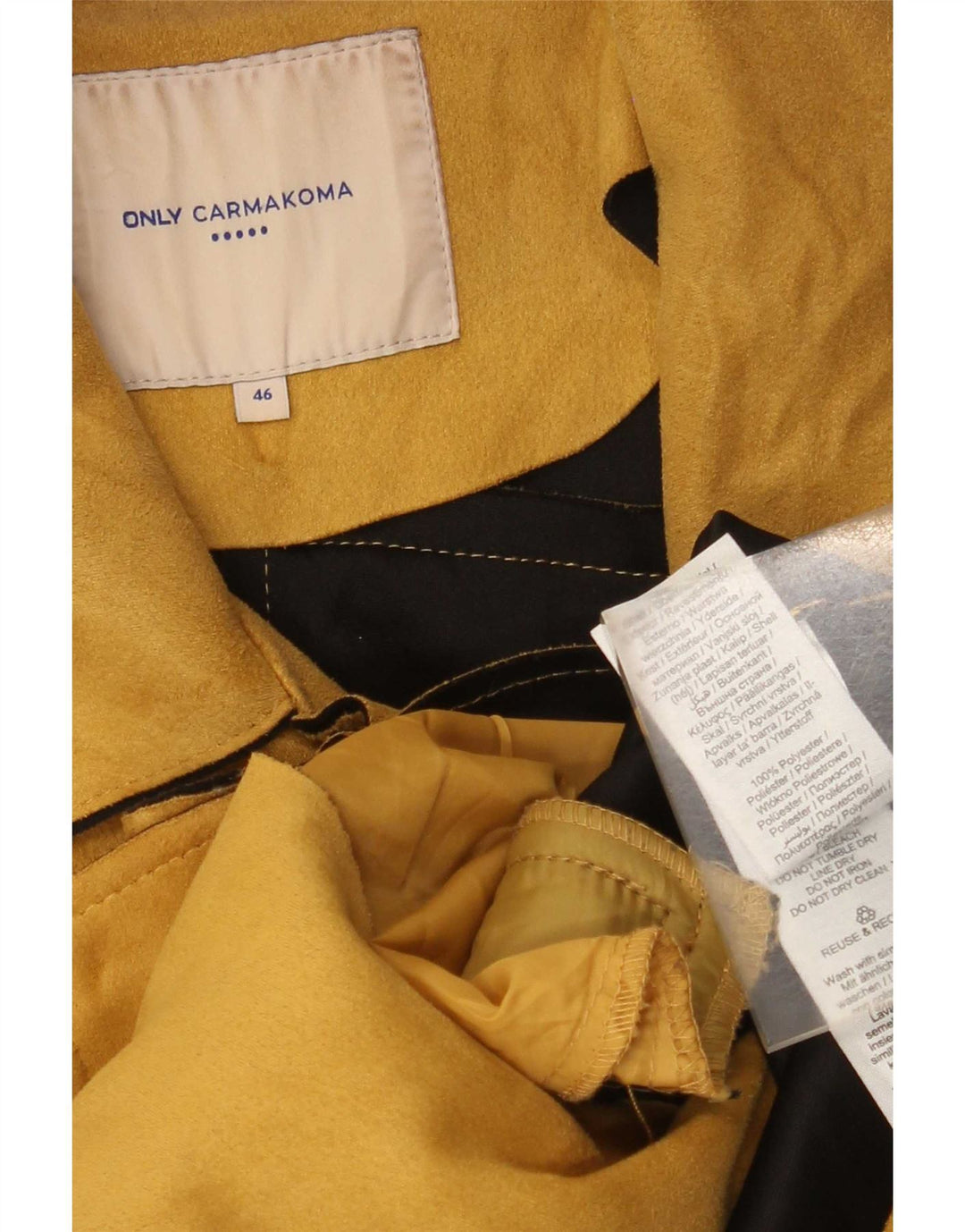 Only Carmakoma Chaqueta motera corta para mujer IT 46 Poliéster amarillo grande