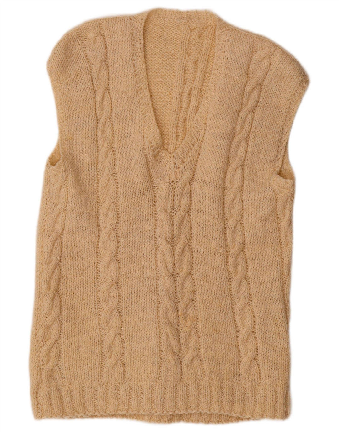 VINTAGE Chaleco de mujer Camiseta sin mangas Reino Unido 18 XL Beige