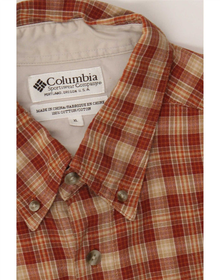 Columbia Camisa de franela para hombre XL Algodón a cuadros naranja