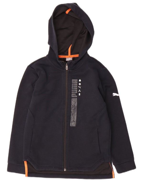 Puma Sudadera con capucha y cremallera gráfica para niños 9-10 años Azul marino Poliéster
