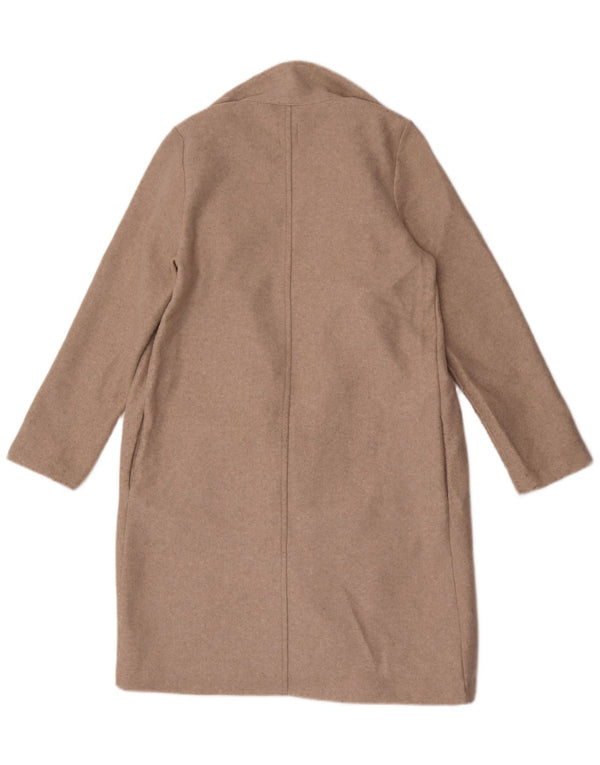 Zara Mujer Abrigo Abierto UK 44 Poliéster Gris Medio