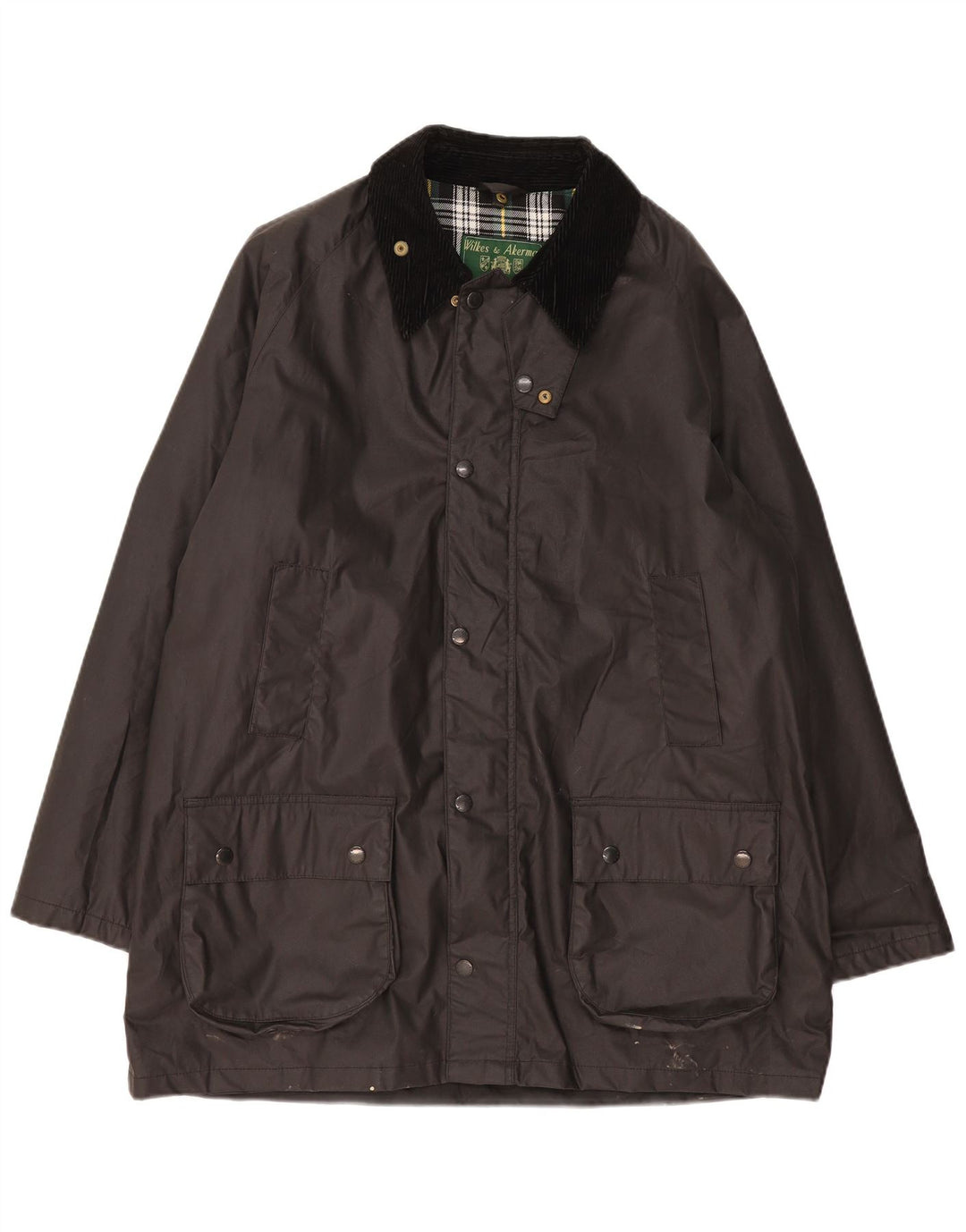 Wikes & Akerman Chaqueta de algodón encerado para hombre UK 42 XL Poliéster negro