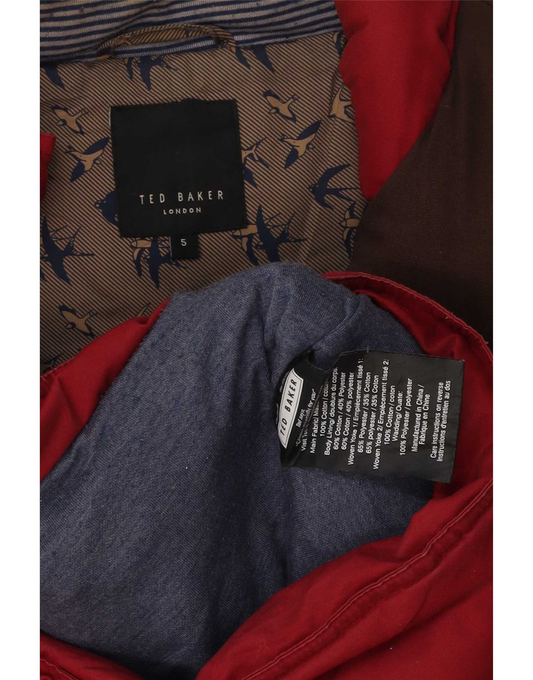 Chaleco acolchado para hombre de Ted Baker Talla 5 XL Algodón rojo con bloques de color
