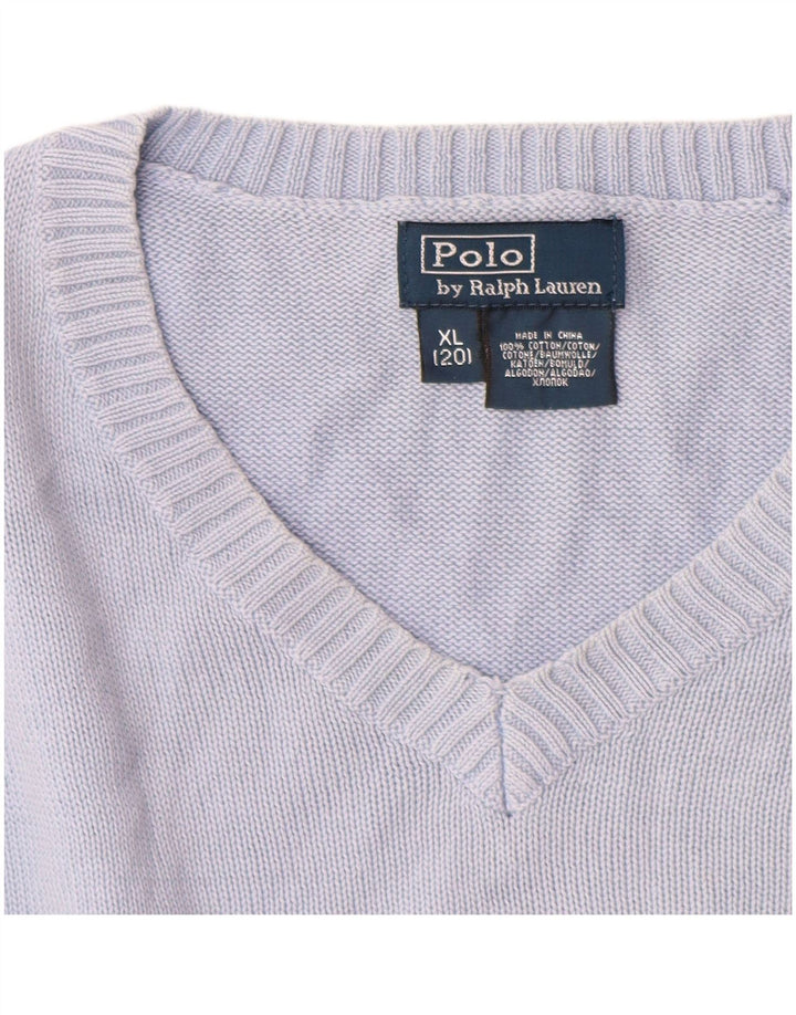 POLO RALPH LAUREN Jersey con cuello en V para niño 13-14 años XL Azul Algodón