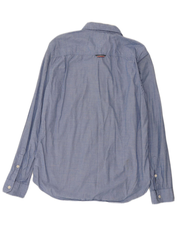 Tommy Hilfiger Camisa Regular Fit para Hombre Algodón Azul Grande