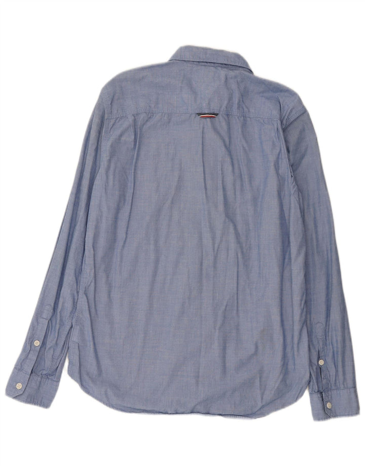 Tommy Hilfiger Camisa Regular Fit para Hombre Algodón Azul Grande