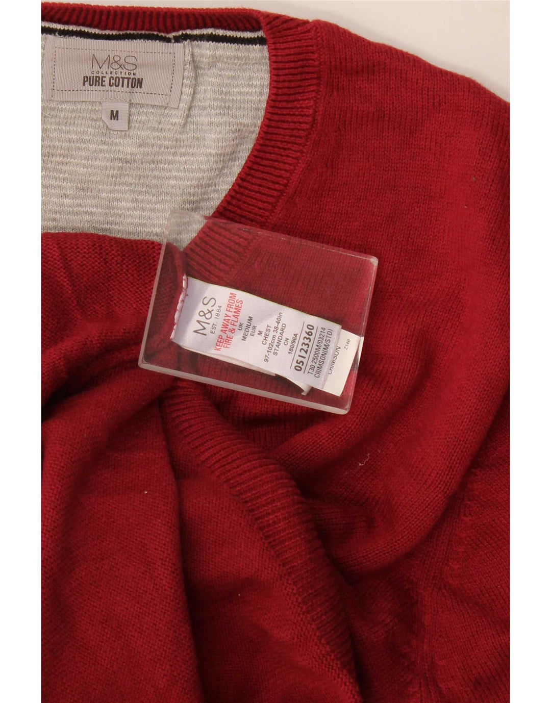 Marks & Spencer Suéter con cuello en V para hombre Algodón rojo medio