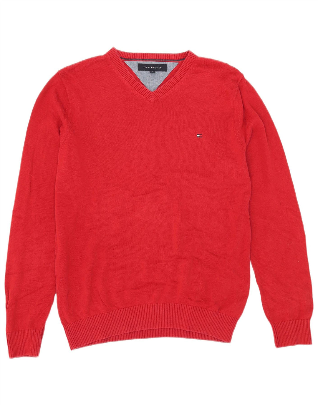 Tommy Hilfiger Jersey con cuello en V para hombre pequeño de algodón rojo