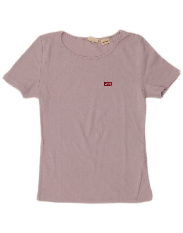Levi's Womens Crop T-Shirt Top UK 10 Small Purple Cotton