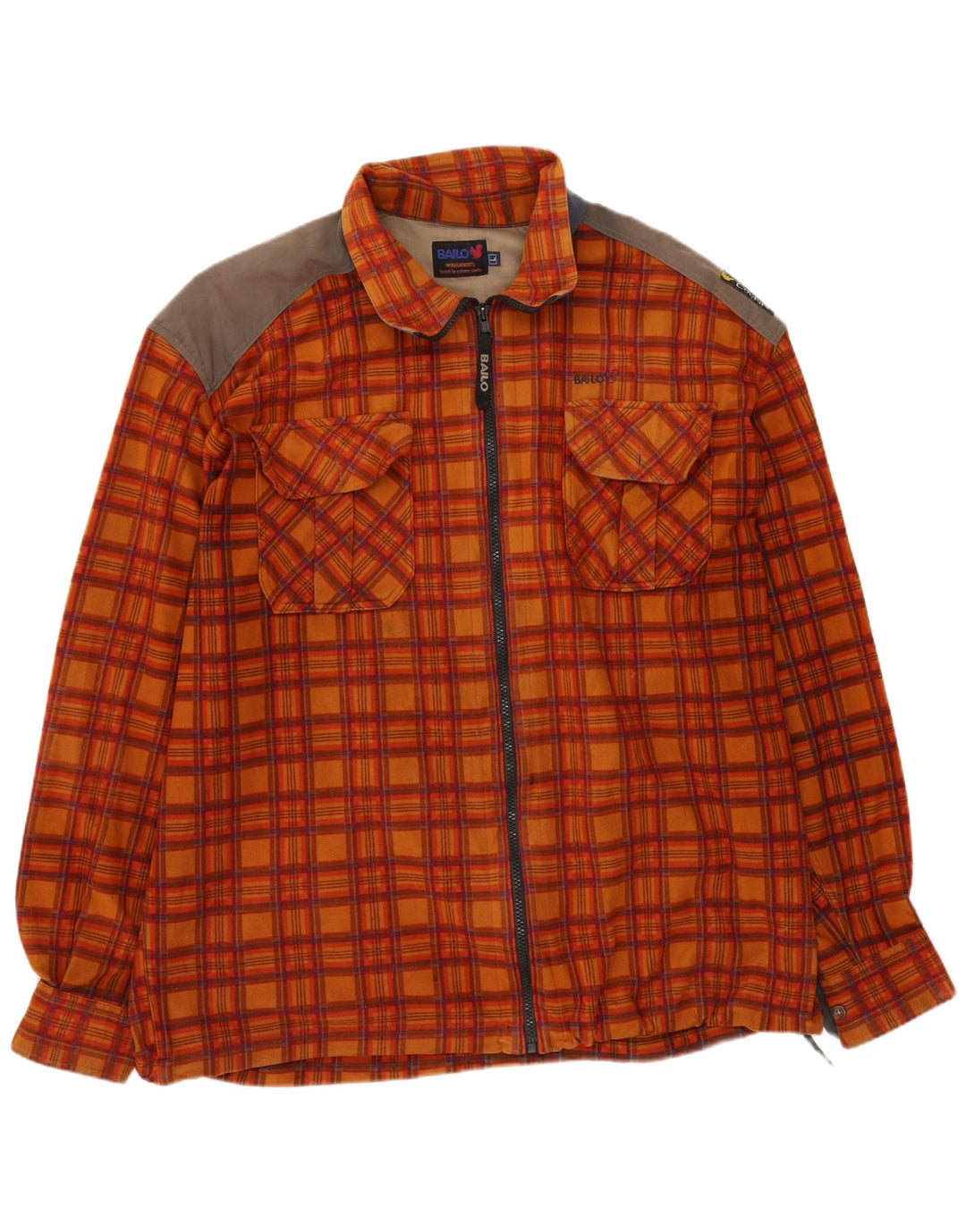 BAILO Camisa de franela holgada para hombre con cuadros naranja grande
