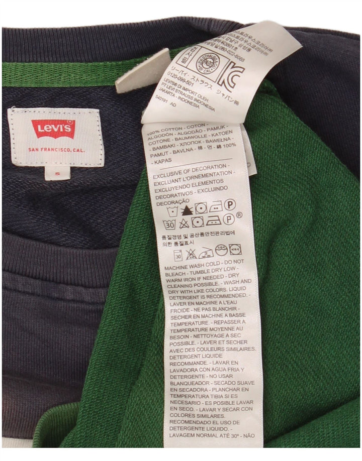 Levi's Hombre Sudadera Gráfica Jumper Small Verde Colorblock Algodón