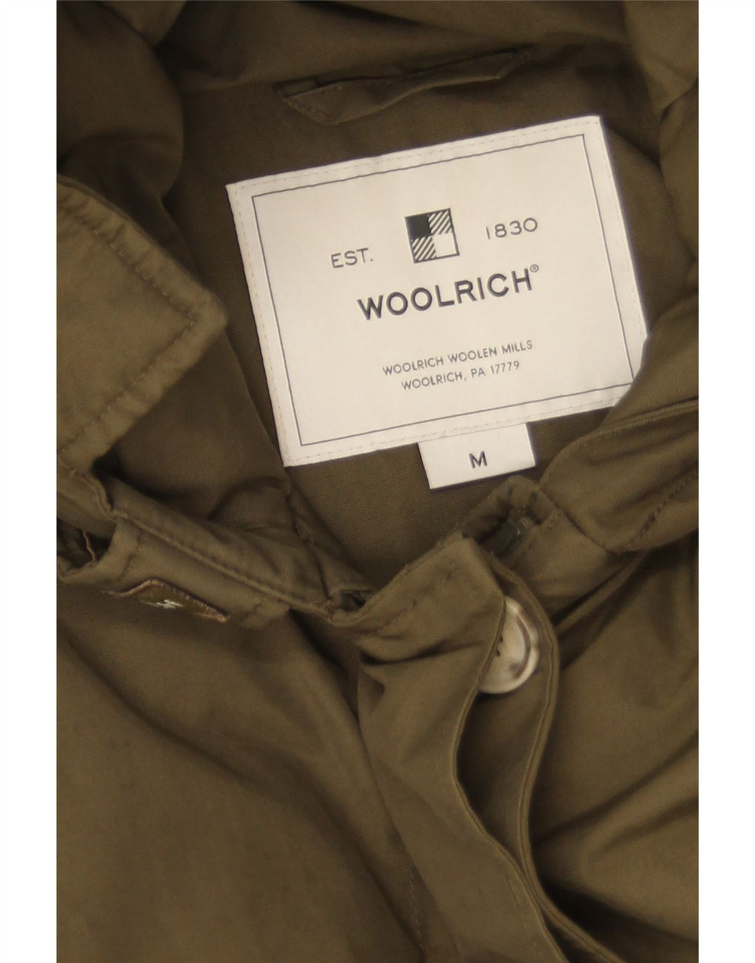 Woolrich Parka con capucha para mujer UK 14 Medium Khaki Cotton