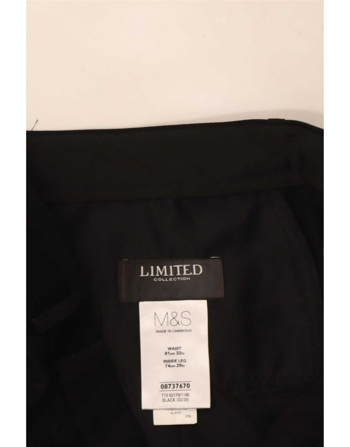 Marks & Spencer Pantalones de traje rectos para hombre W32 L29 Negro