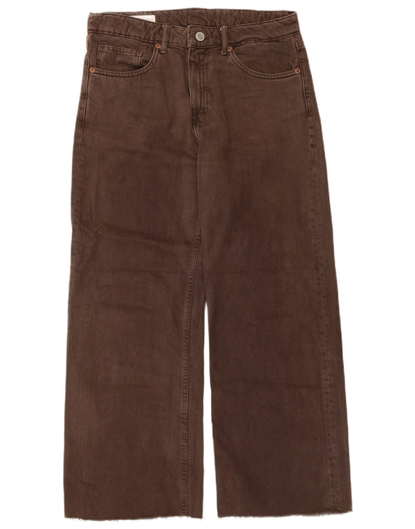 Zara Jeans De Pierna Ancha Para Mujer EU 36 XS W26 L26 Marrón Algodón