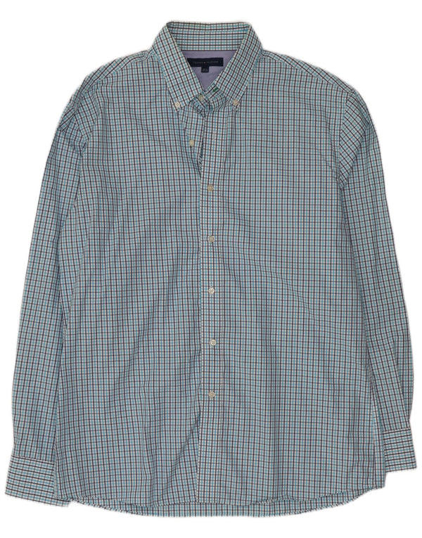 Tommy Hilfiger Camisa para hombre Talla 16 1/2 Algodón a cuadros azul grande