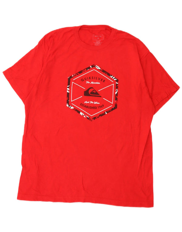 Quiksilver Hombre Regular Fit Graphic Camiseta Top XL Algodón Rojo