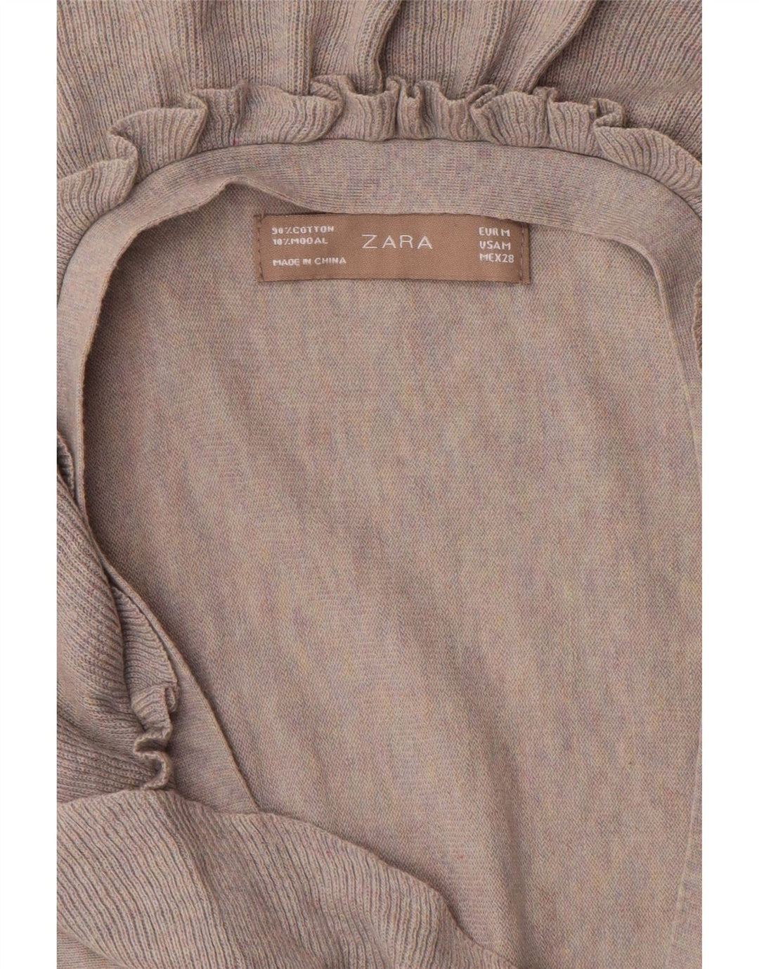Zara Mujer Cárdigan Delantero Extragrande con Volantes UK 44 Gris Medio