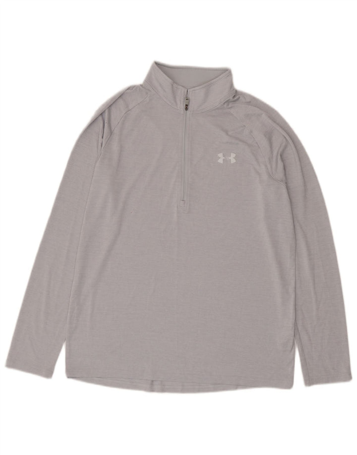 Under Armour Hombre Zip Neck Jersey Chándal Top Poliéster Gris Medio