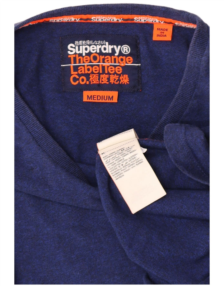 Superdry Hombre Top De Manga Larga De Algodón Moteado Azul Medio