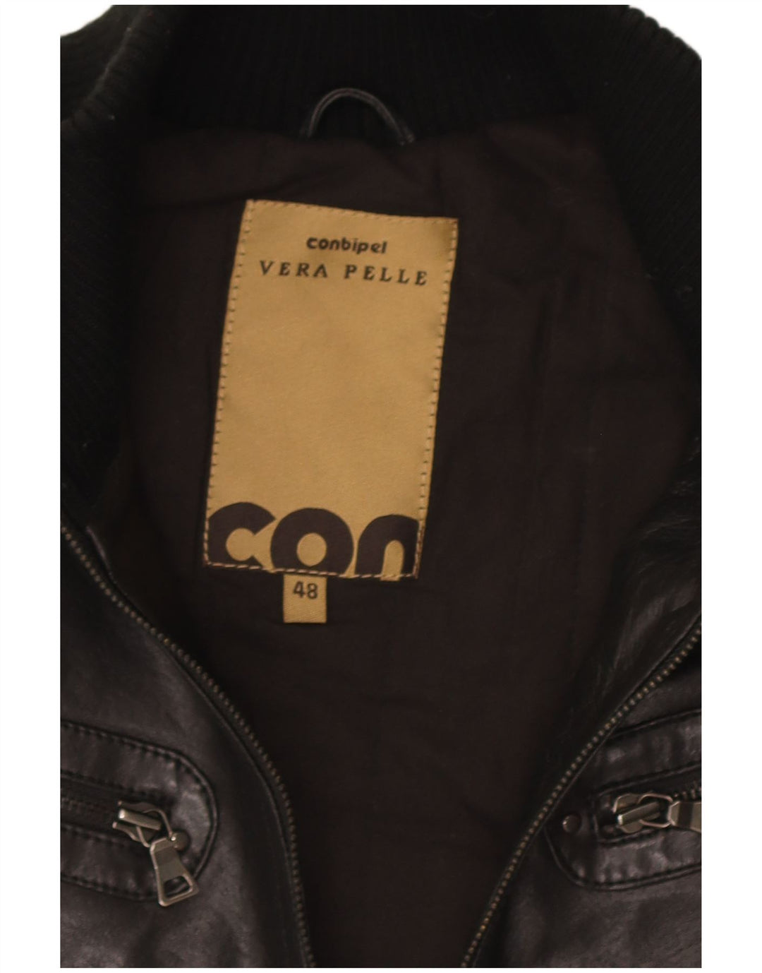 Conbipel Chaqueta Corta De Cuero Para Mujer IT 48 XL Negro